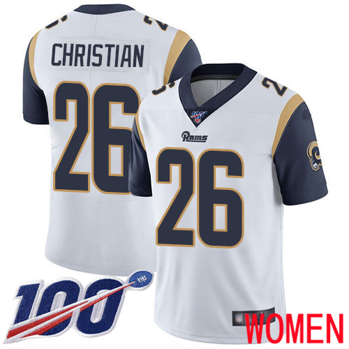 Los Angeles Rams Limited White Women Marqui Christian Road Jersey NFL Football 26 100th Season Vapor Untouchable